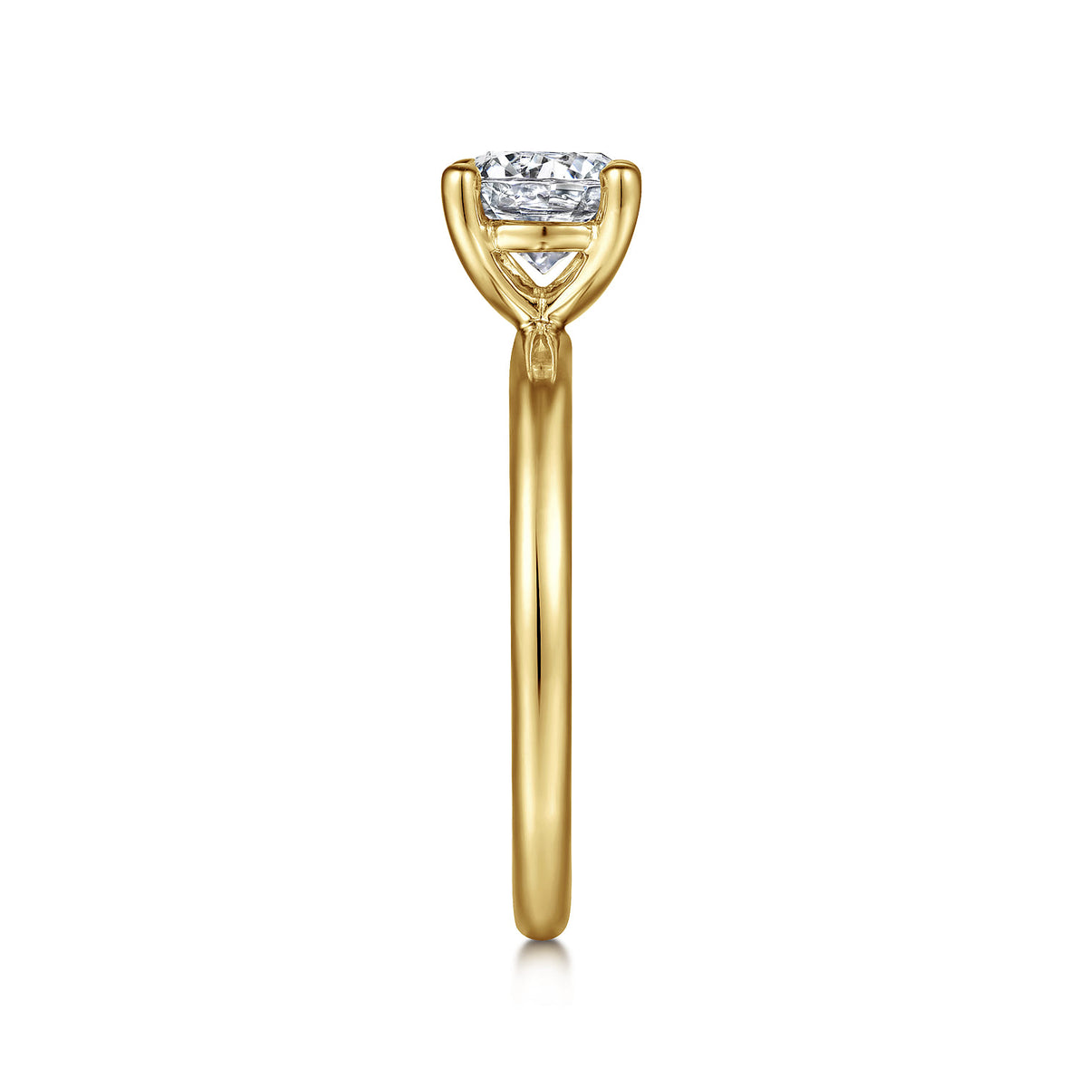14K Yellow Gold Round Solitaire Engagement Ring — Gabriel & Co. ER15619R4Y4JJJ; center stone shown for illustration, not included