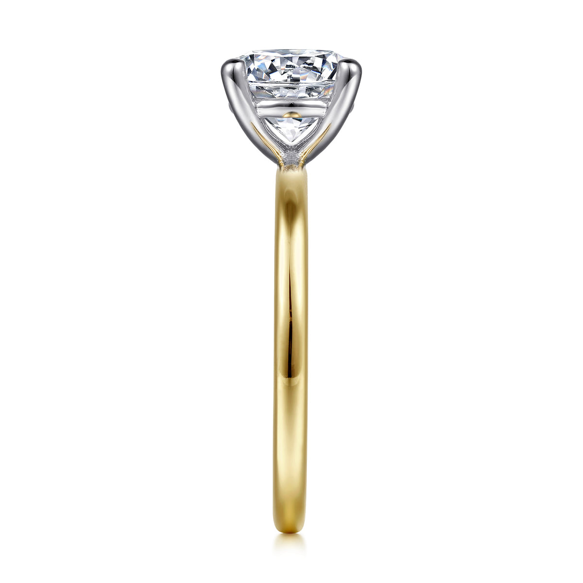 14K White-Yellow Gold Round Solitaire Diamond Engagement Ring — Gabriel & Co. ER15960R6M4JJJ; center stone shown for illustration, not included