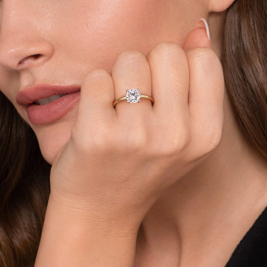 14K White-Yellow Gold Round Solitaire Diamond Engagement Ring — Gabriel & Co. ER15960R6M4JJJ; center stone shown for illustration, not included