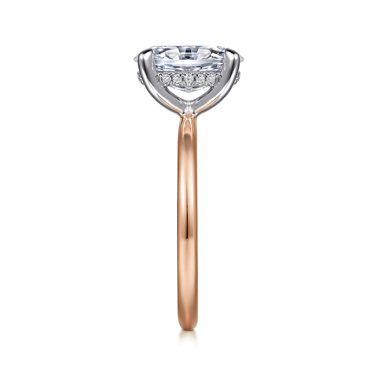 14K White-Rose Gold Oval Diamond Engagement Ring — Gabriel & Co. ER15972O8T44JJ; center stone shown for illustration, not included