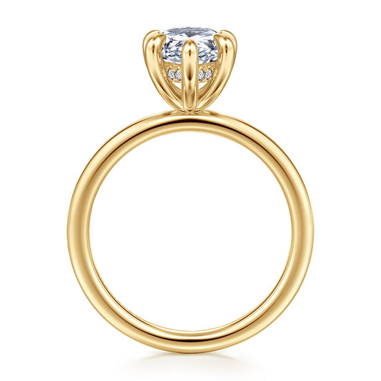 14K Yellow Gold Pear Shape Diamond Engagement Ring — Gabriel & Co. ER15972P8Y44JJ; center stone shown for illustration, not included