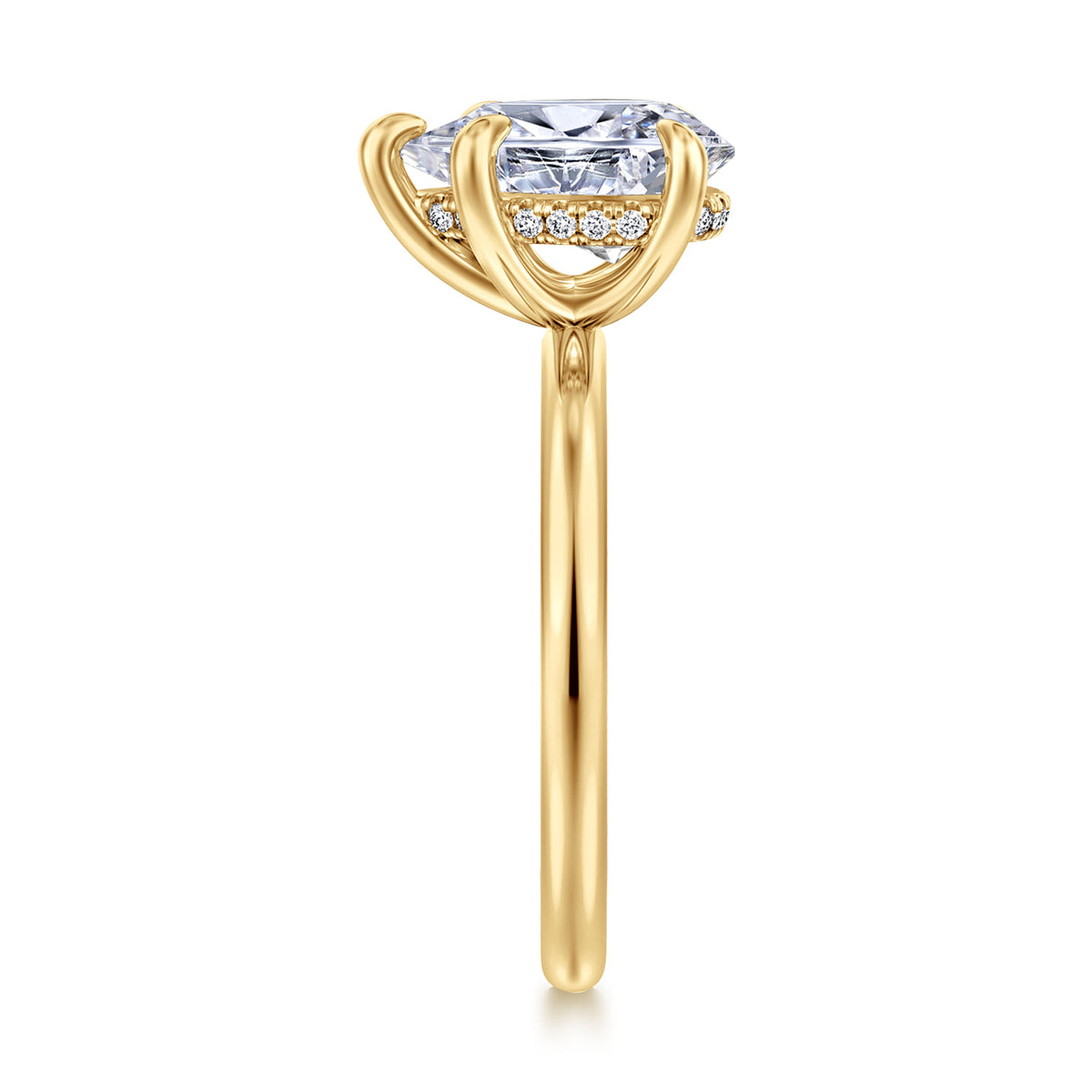 14K Yellow Gold Pear Shape Diamond Engagement Ring — Gabriel & Co. ER15972P8Y44JJ; center stone shown for illustration, not included