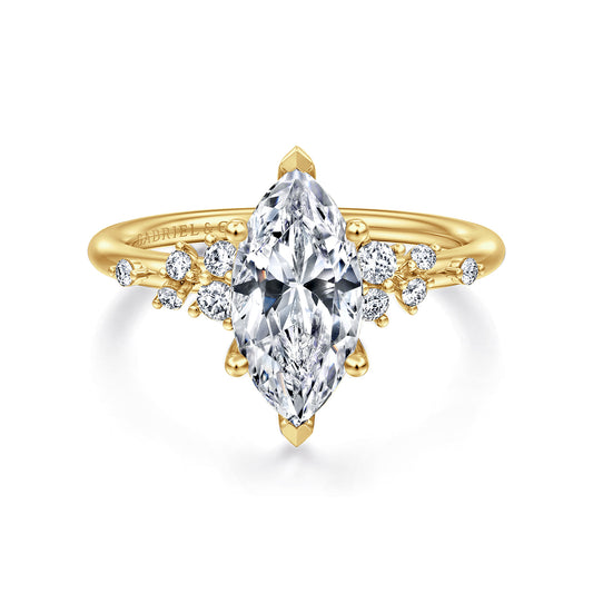 14K Yellow Gold Marquise Shape Diamond Engagement Ring — Gabriel & Co. ER15973M6Y44JJ; center stone shown for illustration, not included