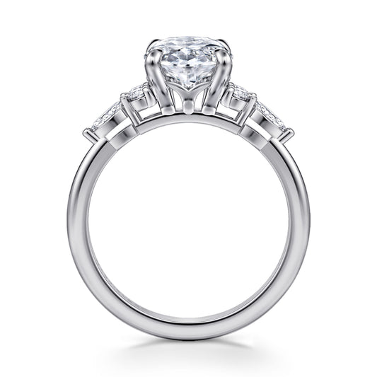 14K White Gold Oval Diamond Cluster Engagement Ring — Gabriel & Co. ER16125O12W44JJ; center stone shown for illustration, not included