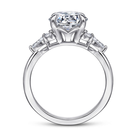 14K White Gold Round Diamond Cluster Engagement Ring — Gabriel & Co. ER16125R12W44JJ; center stone shown for illustration, not included