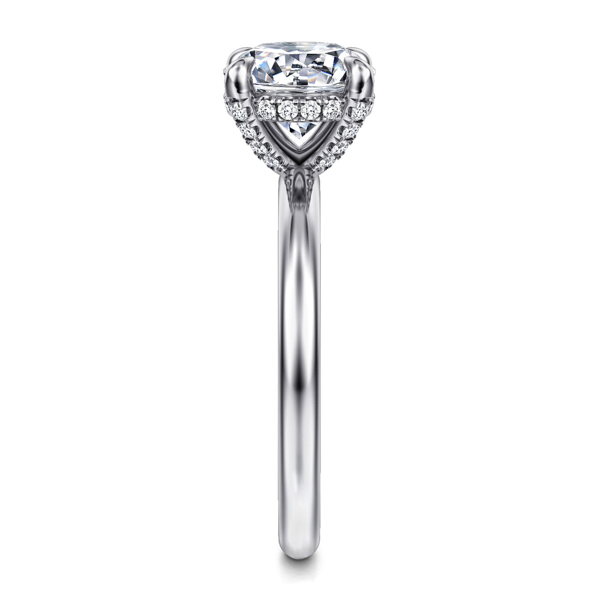 14K White Gold Round Solitaire Diamond Engagement Ring — Gabriel & Co. ER16138R8W44JJ; center stone shown for illustration, not included