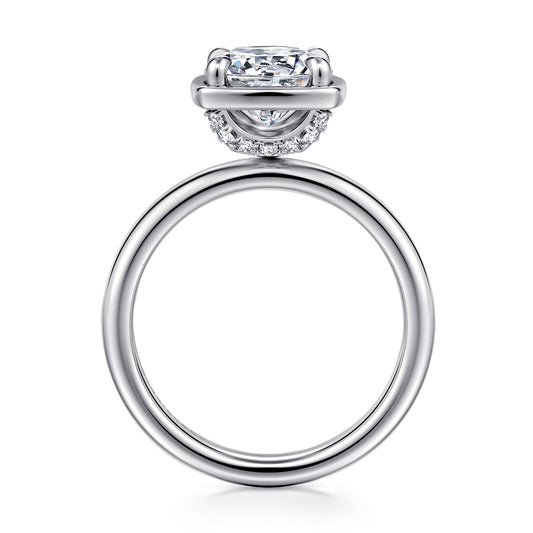 14K White Gold Bezel Prong Round Diamond Engagement Ring — Gabriel & Co. ER16189R8W44JJ; center stone shown for illustration, not included