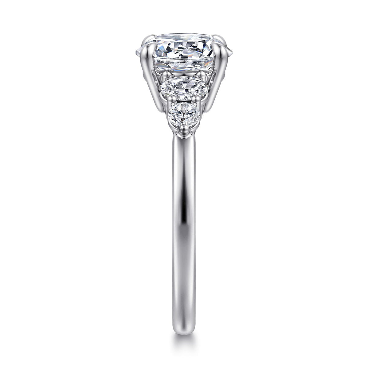 14K White Gold Round Diamond Engagement Ring — Gabriel & Co. ER16192R8W44JJ; center stone shown for illustration, not included