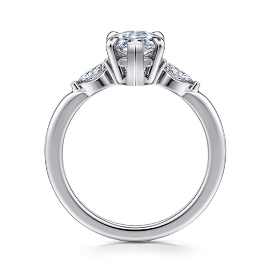 14K White Gold Marquise Shape Three Stone Diamond Engagement Ring — Gabriel & Co. ER16198M6W43JJ; center stone shown for illustration, not included