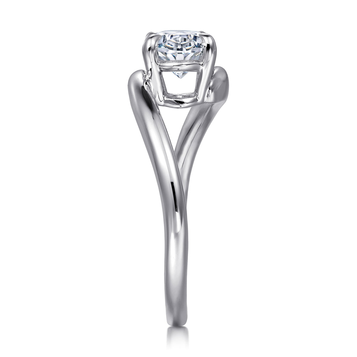 14K White Gold Bypass Oval Diamond Engagement Ring — Gabriel & Co. ER16277O6W4JJJ; center stone shown for illustration, not included