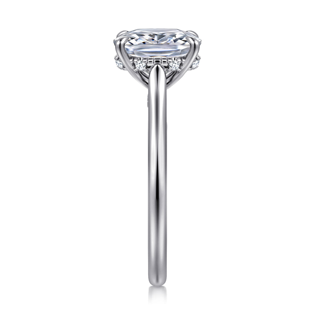 14K White Gold Elongated Cushion Diamond Engagement Ring — Gabriel & Co. ER16339G11W44JJ; center stone shown for illustration, not included