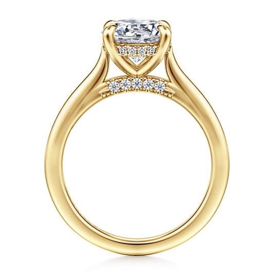 14K Yellow Gold Round Diamond Engagement Ring — Gabriel & Co. ER16339R8Y44JJ; center stone shown for illustration, not included