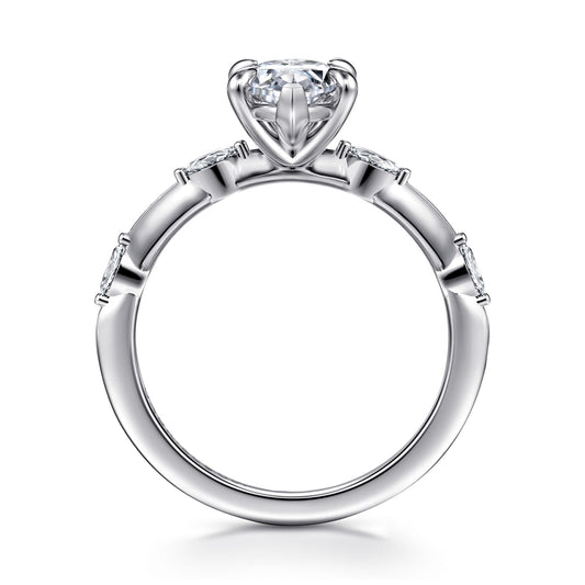 14K White Gold Gold Marquise Shape Diamond Engagement Ring — Gabriel & Co. ER16432M6W43JJ; center stone shown for illustration, not included