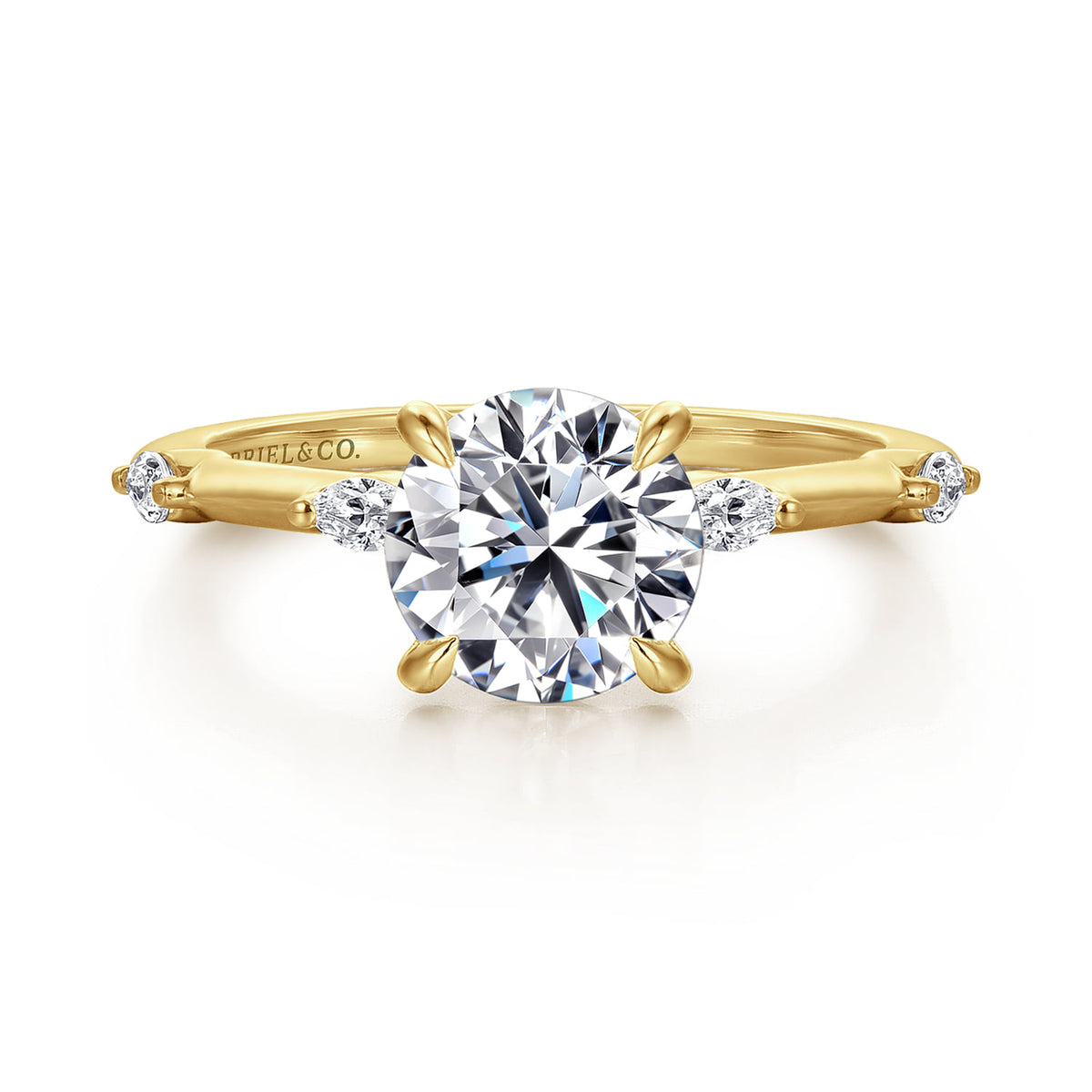 14K Yellow Gold Round Diamond Engagement Ring — Gabriel & Co. ER16432R6Y43JJ; center stone shown for illustration, not included