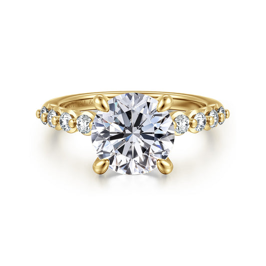 14K Yellow Gold Round Diamond Engagement Ring — Gabriel & Co. ER16472R10Y44JJ; center stone shown for illustration, not included