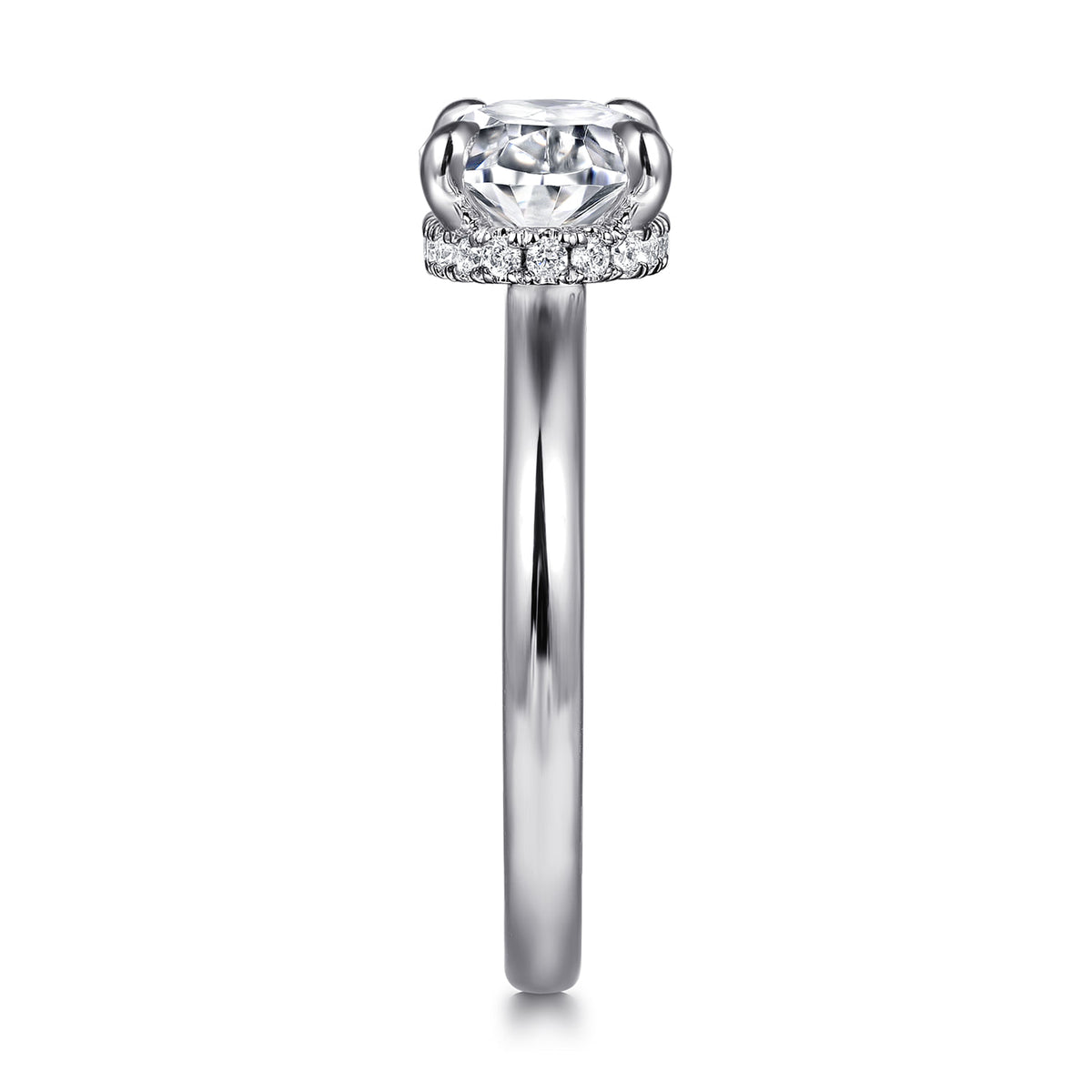 14K White Gold East West Oval Diamond Engagement Ring — Gabriel & Co. ER16476O8W44JJ; center stone shown for illustration, not included