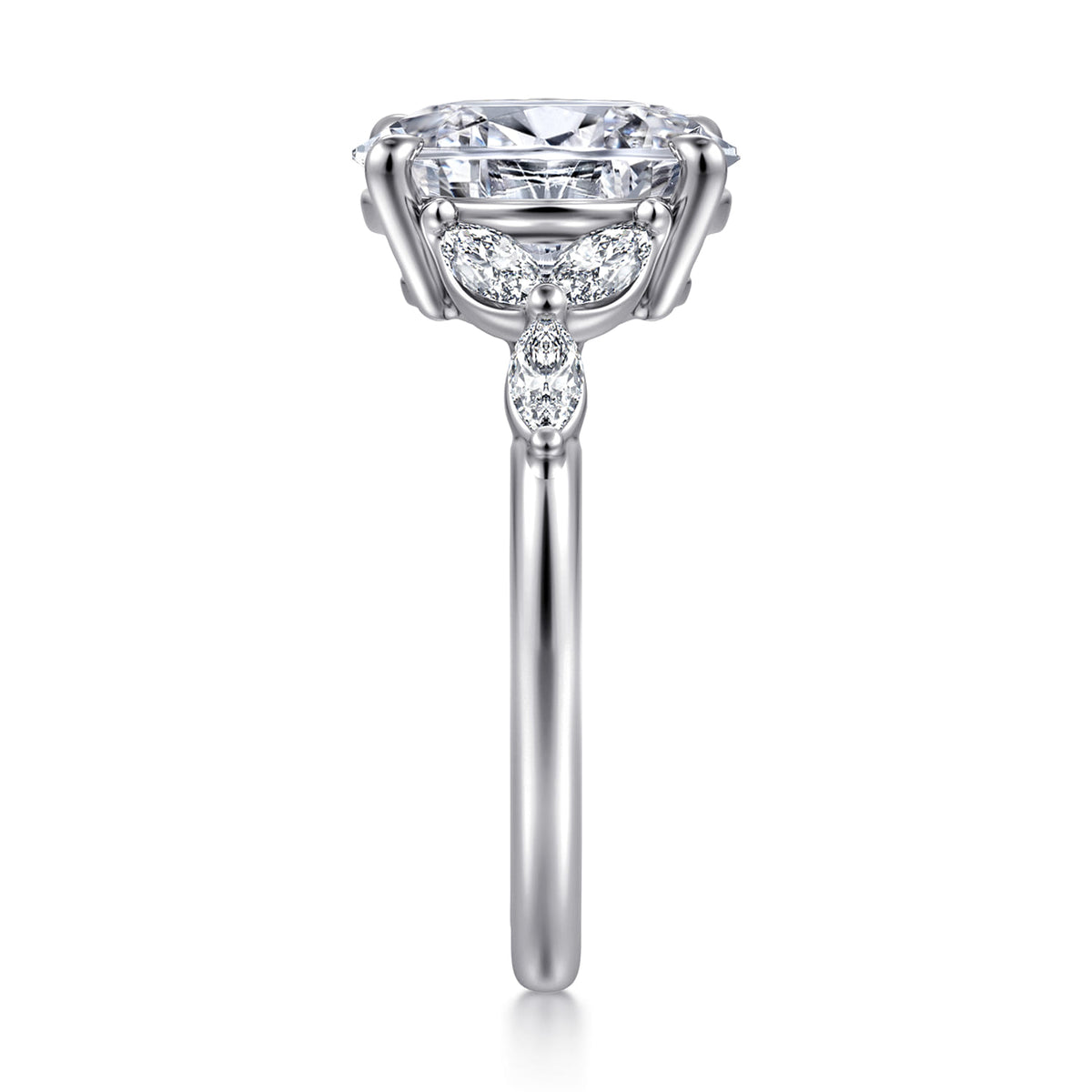 14K White Gold Round Diamond Engagement Ring — Gabriel & Co. ER16495O8W43JJ; center stone shown for illustration, not included