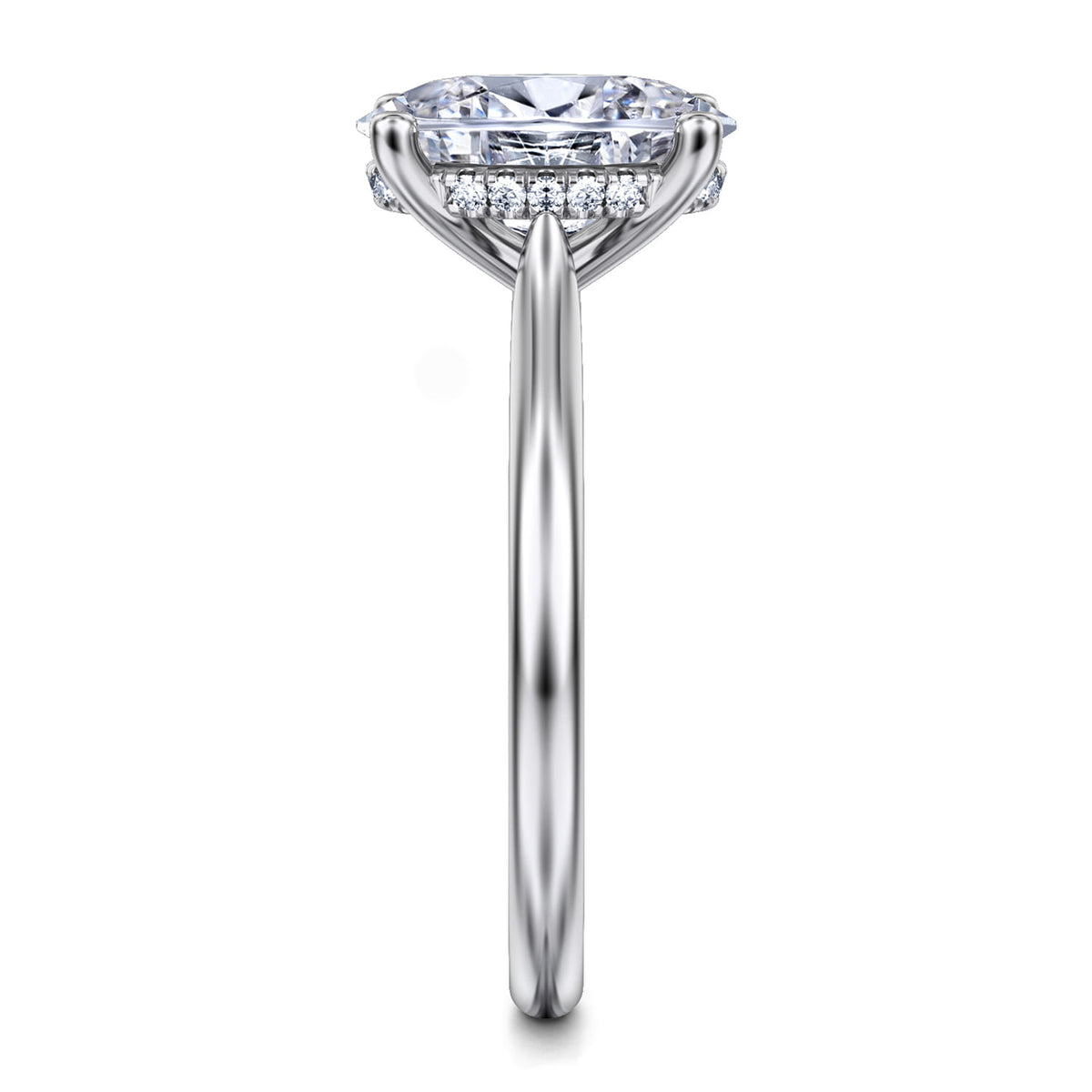 14K White Gold Oval Solitaire Diamond Engagement Ring — Gabriel & Co. ER16512O8W44JJ; center stone shown for illustration, not included