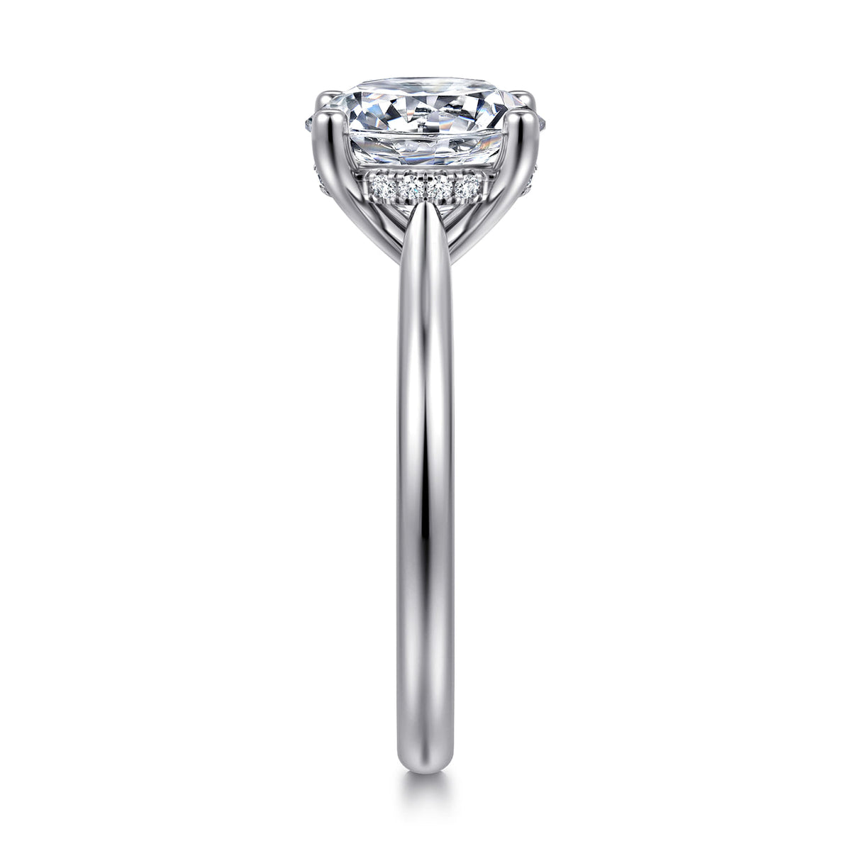 14K White Gold Round Solitaire Diamond Engagement Ring — Gabriel & Co. ER16512R12W44JJ; center stone shown for illustration, not included