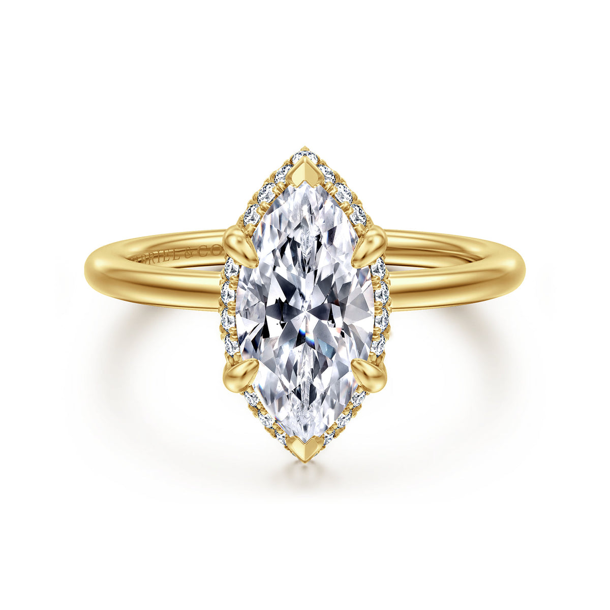 14K Yellow Gold Marquise Shape Hidden Halo Diamond Engagement Ring — ER16516M6Y44JJ; center stone shown for illustration, not included