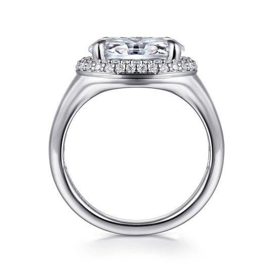 14K White Gold Oval Double Halo Diamond Engagement Ring — Gabriel & Co. ER16519O8W44JJ; center stone shown for illustration, not included