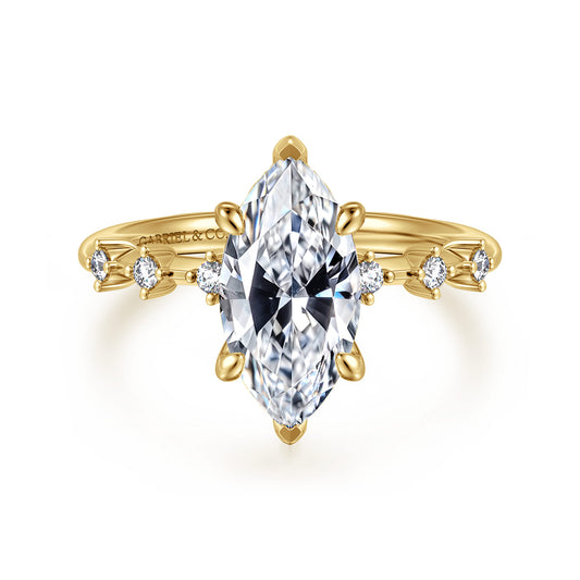 14K Yellow Gold Marquise Shape Diamond Engagement Ring — Gabriel & Co. ER16530M8Y44JJ; center stone shown for illustration, not included