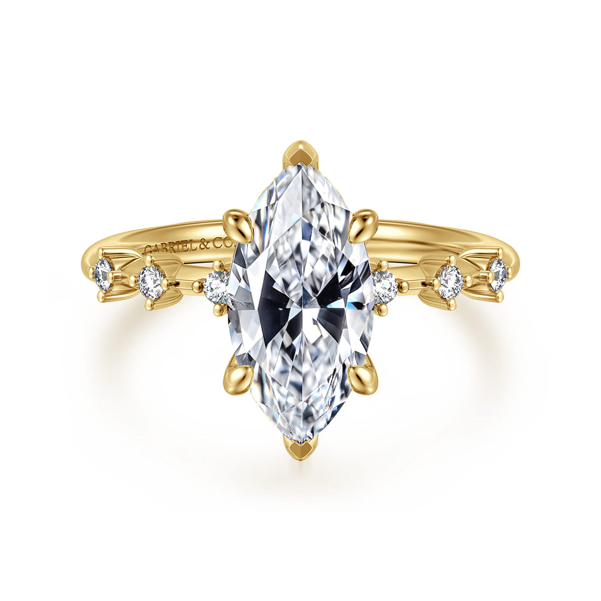 14K Yellow Gold Marquise Shape Diamond Engagement Ring — Gabriel & Co. ER16530M8Y44JJ; center stone shown for illustration, not included