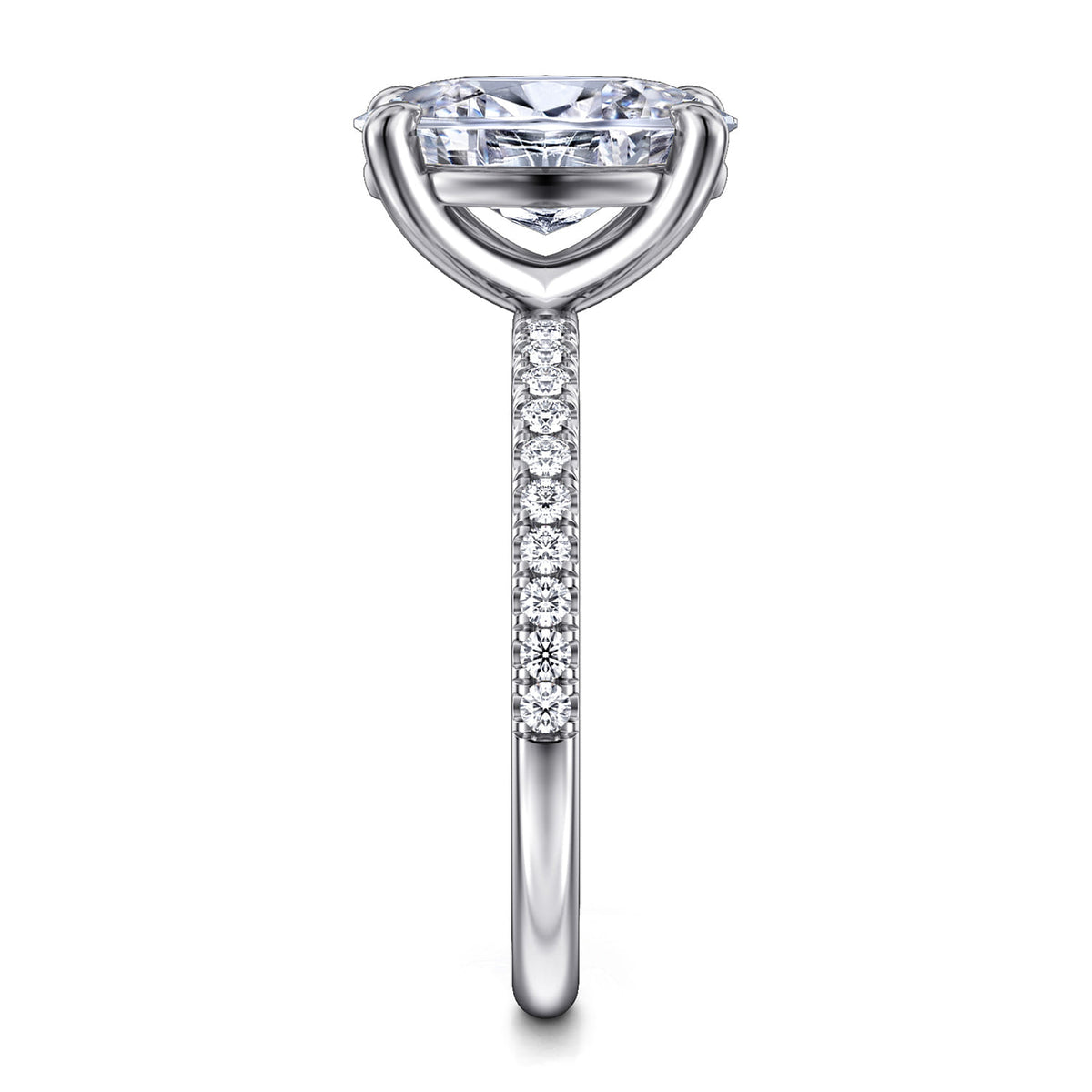 14K White Gold Oval Diamond Engagement Ring — Gabriel & Co. ER16570O10W44JJ; center stone shown for illustration, not included