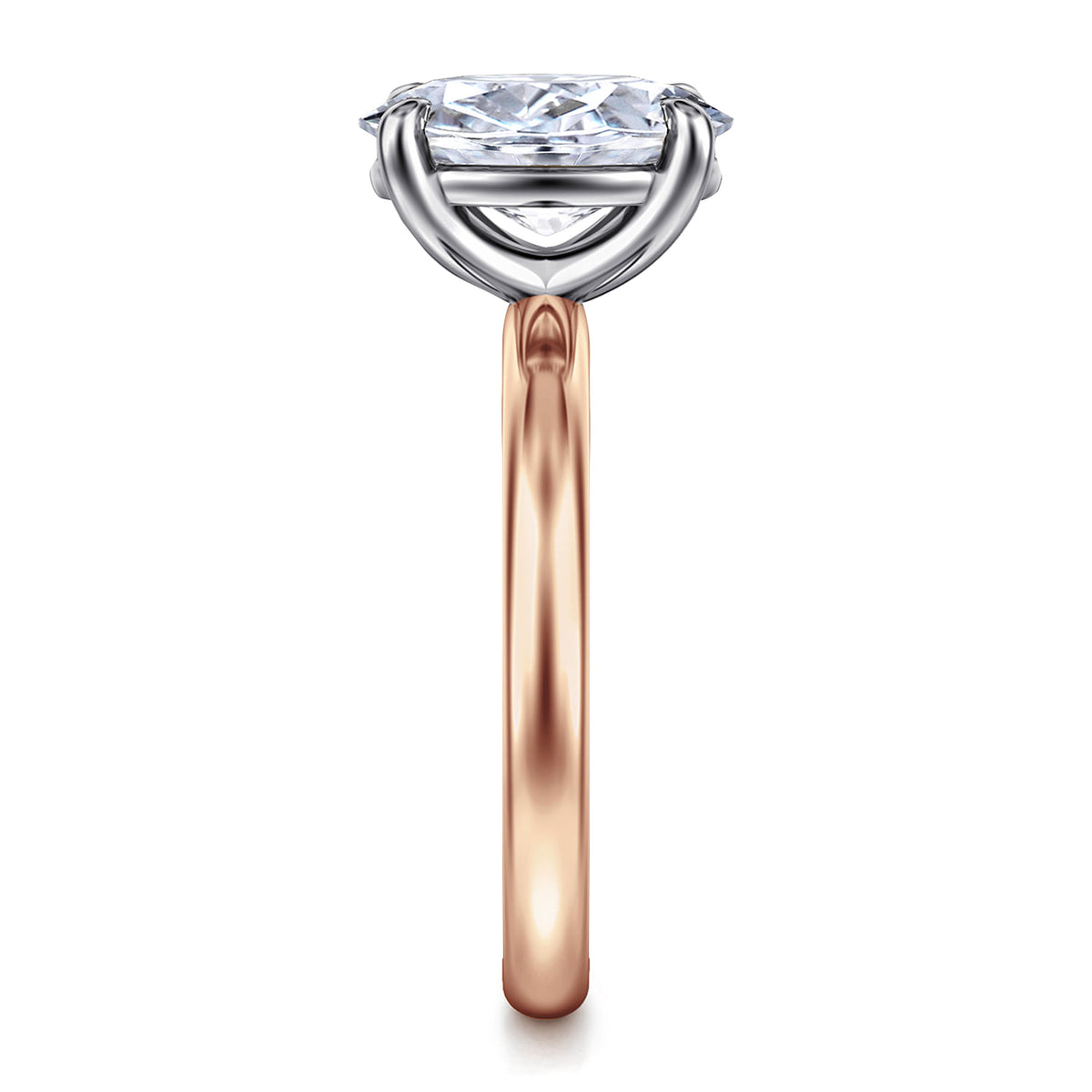 14K White-Rose Gold Oval Solitaire Diamond Engagement Ring — Gabriel & Co. ER16571O8T4JJJ; center stone shown for illustration, not included