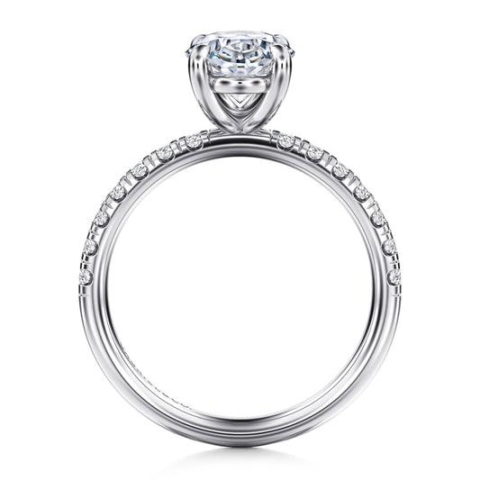 14K White Gold Oval Diamond Engagement Ring — Gabriel & Co. ER16572O8W44JJ; center stone shown for illustration, not included