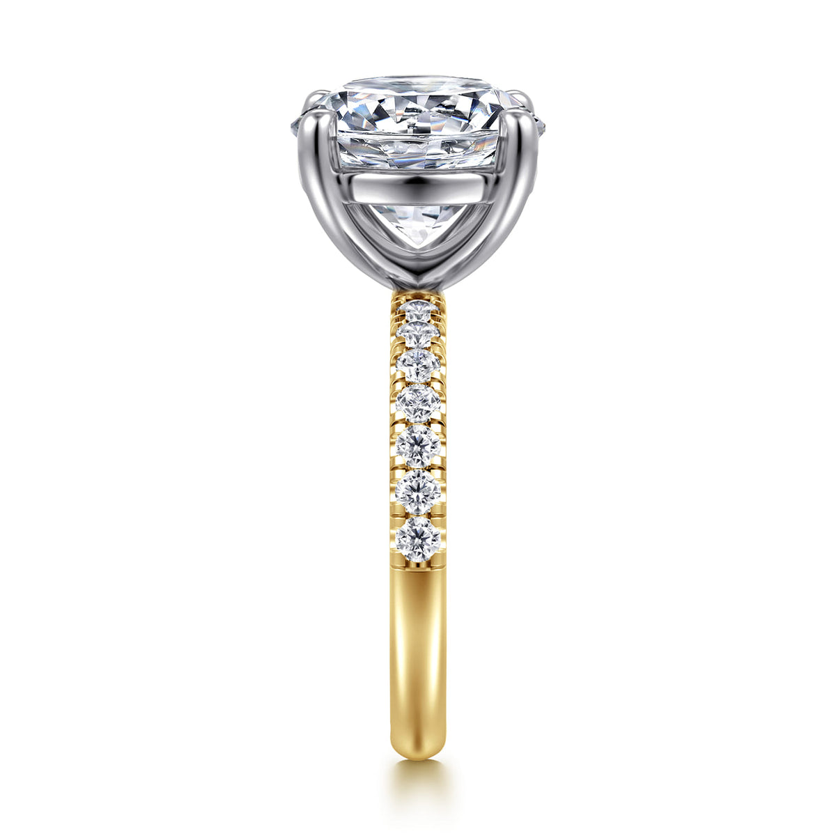 14K White-Yellow Gold Round Diamond Engagement Ring — Gabriel & Co. ER16572R20M44JJ; center stone shown for illustration, not included