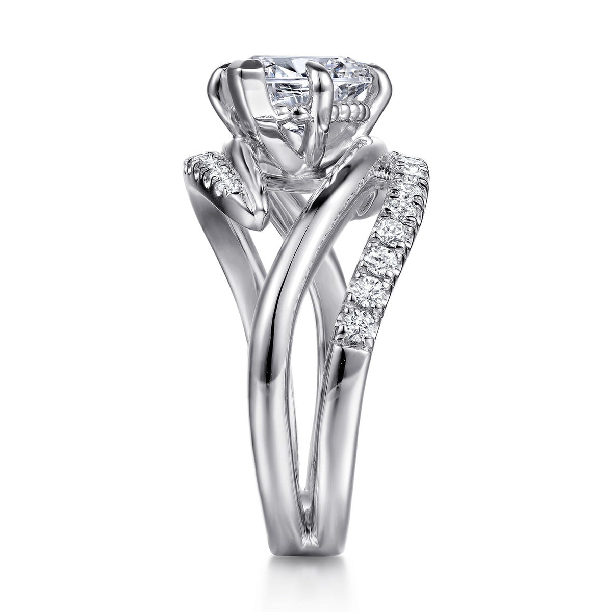 14K White Gold Bypass Marquise Shape Diamond Engagement Ring — Gabriel & Co. ER16643M8W44JJ; center stone shown for illustration, not included