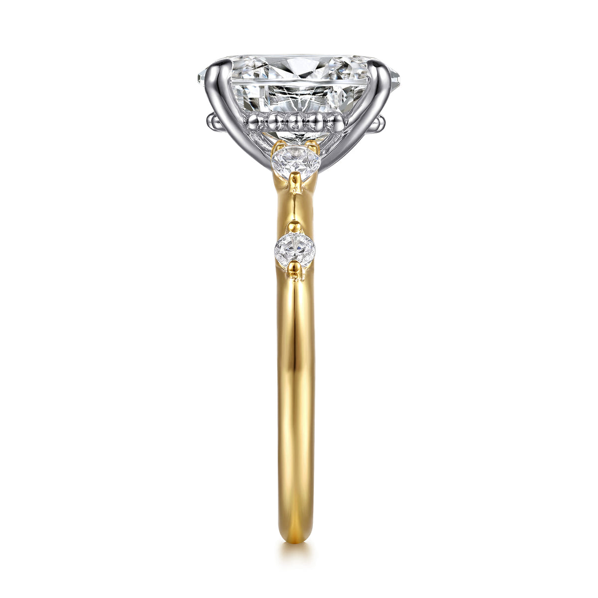 14K Yellow-White Gold Oval Diamond Engagement Ring — Gabriel & Co. ER16666O8M44JJ; center stone shown for illustration, not included