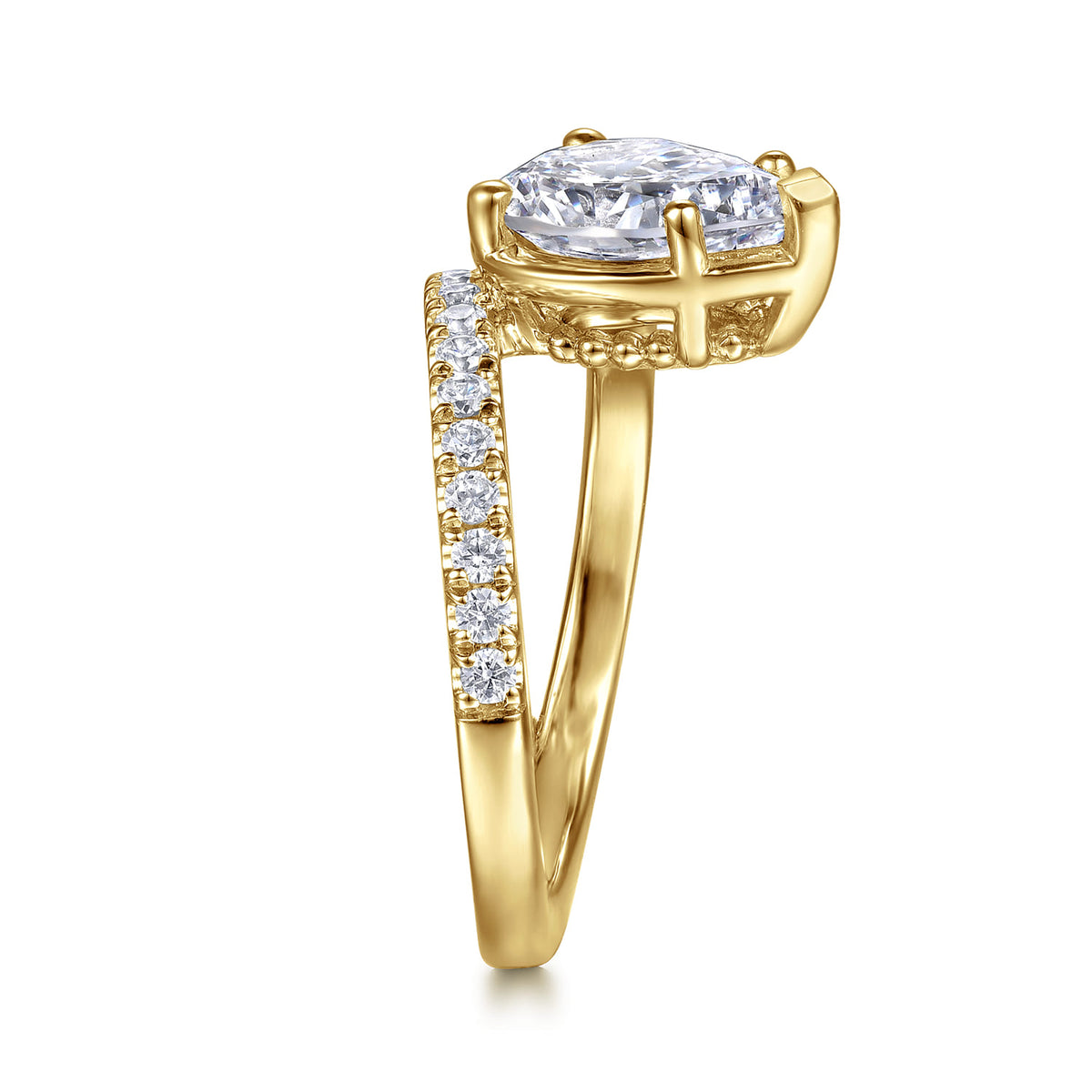 14K Yellow Gold Bezel Prong Pear Shape Wrap Engagement Ring — Gabriel & Co. ER16668P8Y44JJ; center stone shown for illustration, not included
