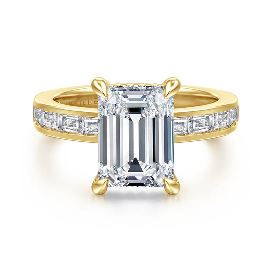 14K Yellow Gold Emerald Cut Diamond Engagement Ring — ER16671E12Y43JJ; center stone shown for illustration, not included