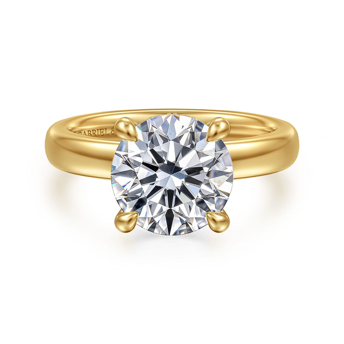 14K Yellow Gold Round Diamond Engagement Ring — Gabriel & Co. ER16680R12Y44JJ; center stone shown for illustration, not included