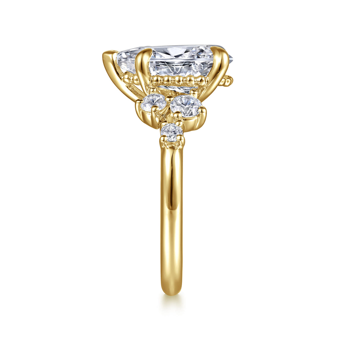 14K Yellow Gold Pear Shape Diamond Engagement Ring — Gabriel & Co. ER16684P12Y44JJ; center stone shown for illustration, not included