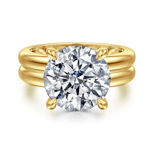 14K Yellow Gold Round Diamond Engagement Ring — Gabriel & Co. ER16687R20Y44JJ; center stone shown for illustration, not included