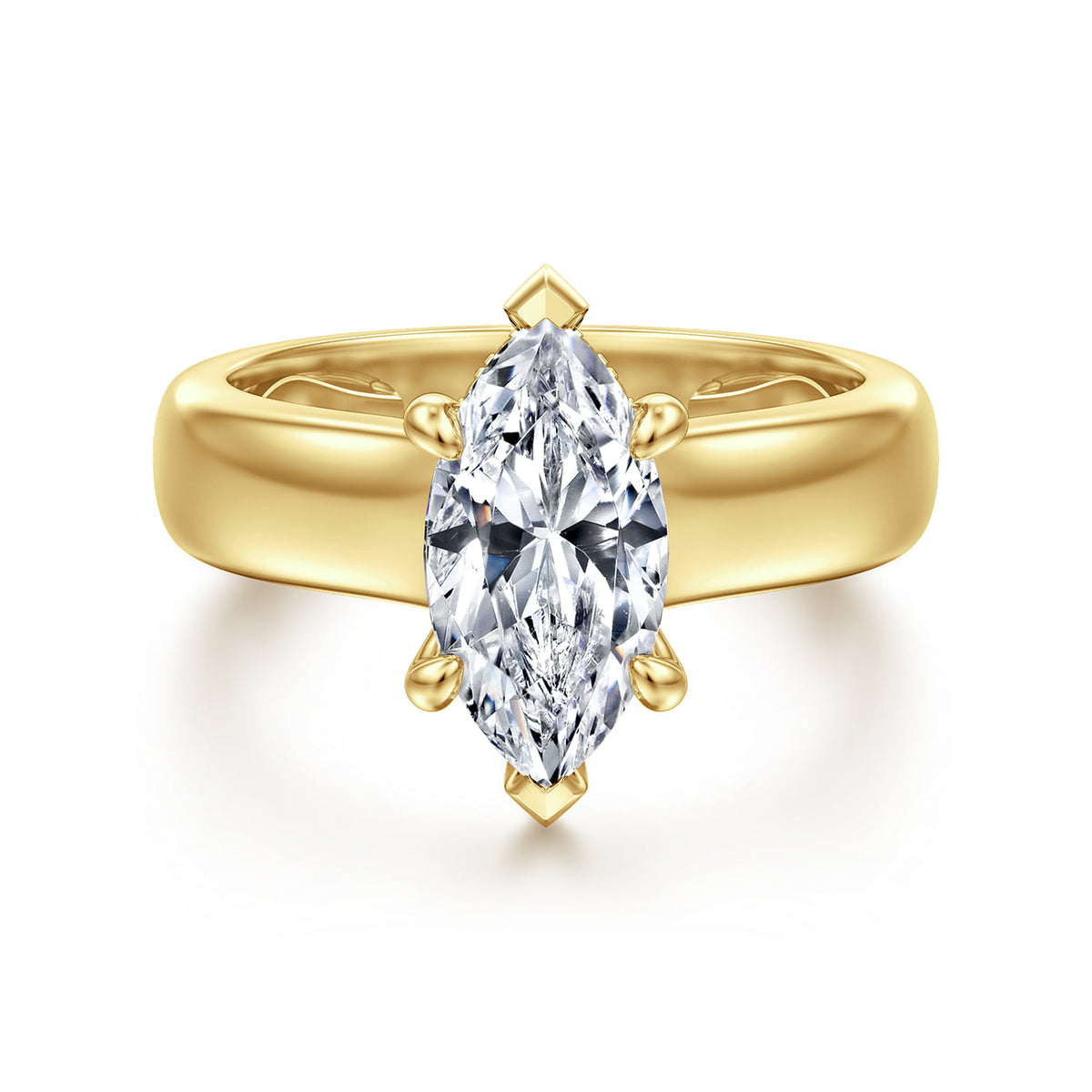 14K Yellow Gold Marquise Shape Diamond Engagement Ring — ER16692M6Y44JJ; center stone shown for illustration, not included