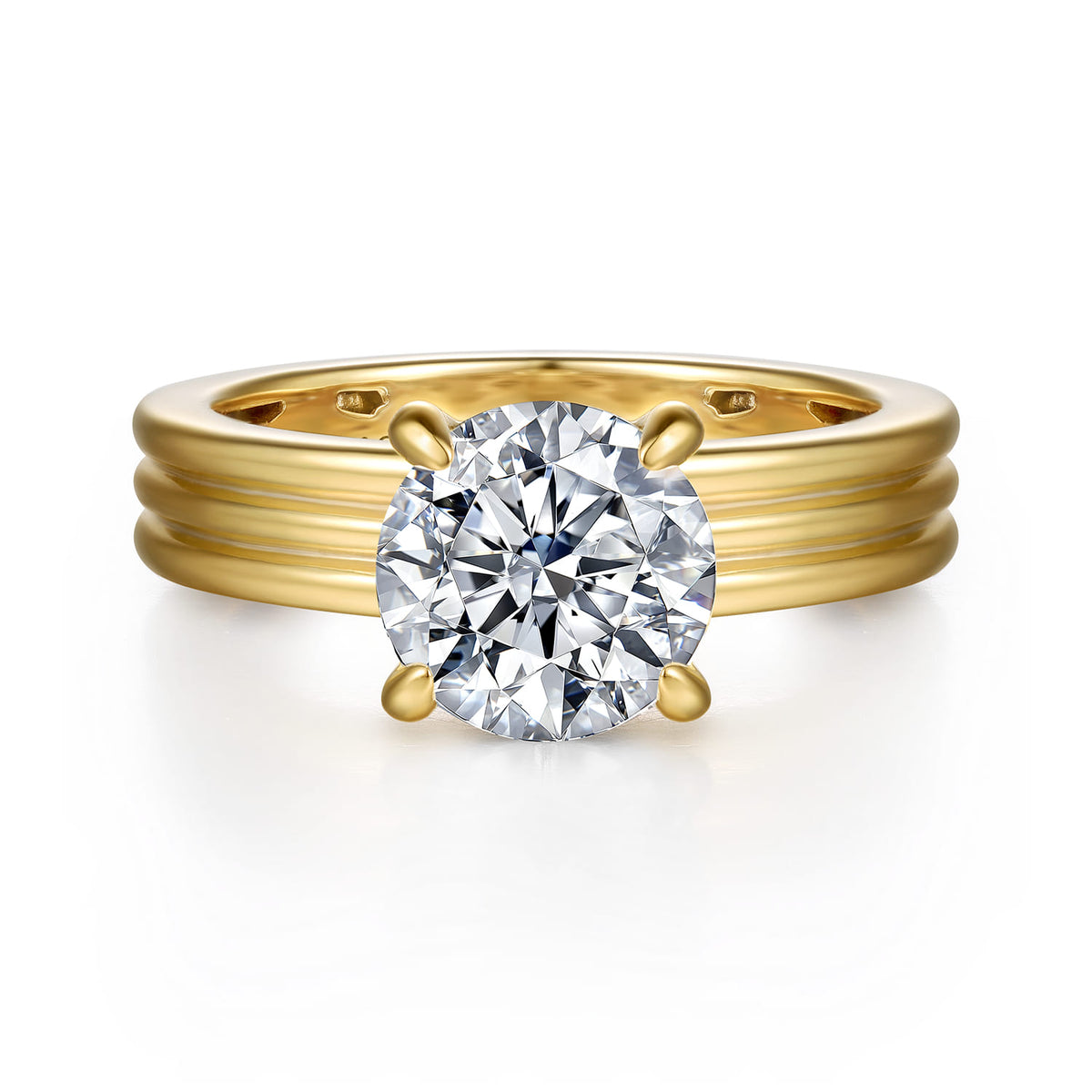 14K Yellow Gold Round Diamond Engagement Ring — Gabriel & Co. ER16695R8Y44JJ; center stone shown for illustration, not included