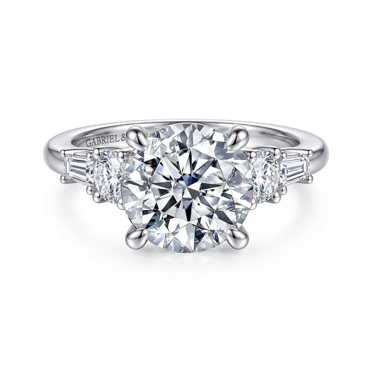 14K White Gold Round Diamond Engagement Ring — ER16700R12W44JJ; center stone shown for illustration, not included