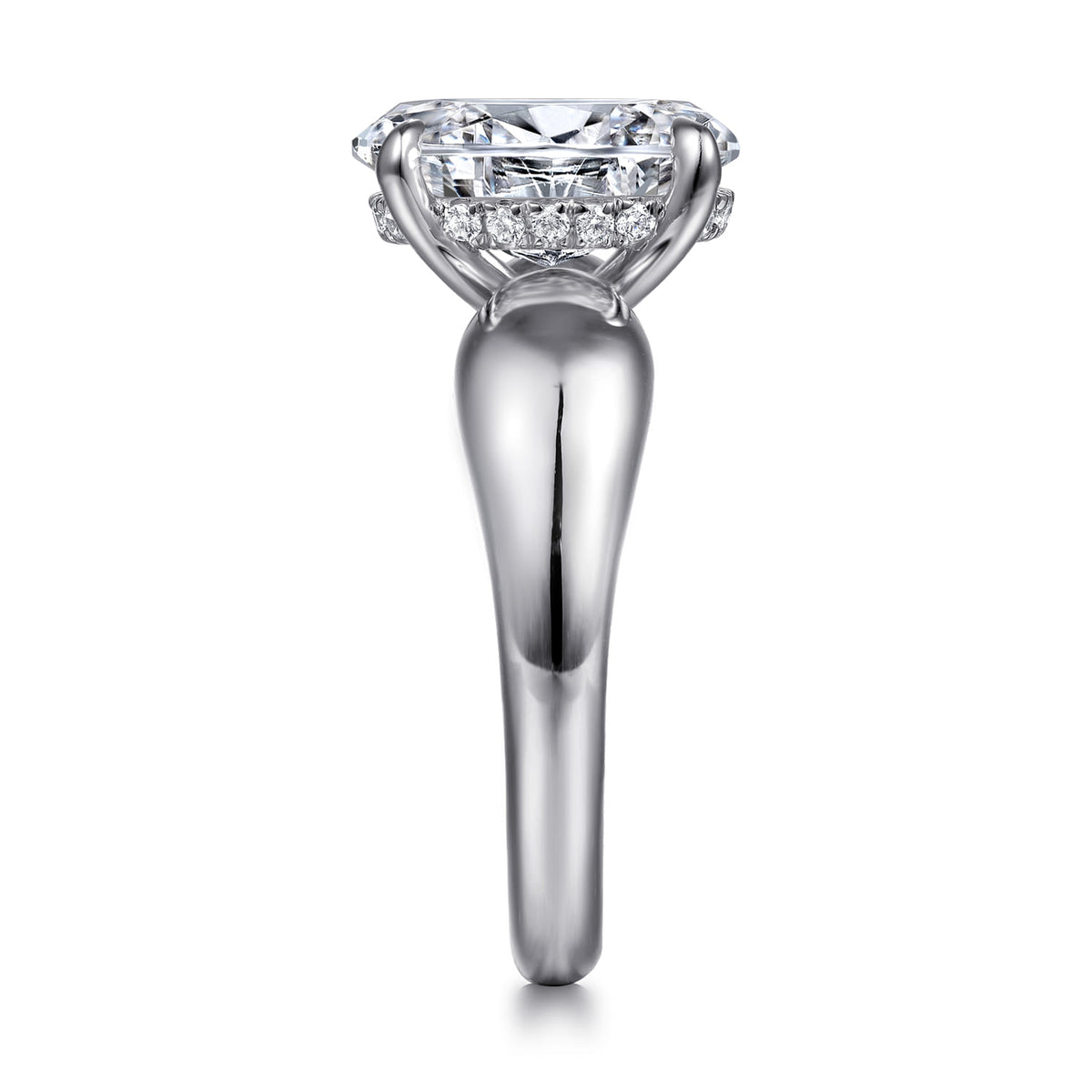 14K White Gold Oval Diamond Engagement Ring — Gabriel & Co. ER16709O12W44JJ; center stone shown for illustration, not included