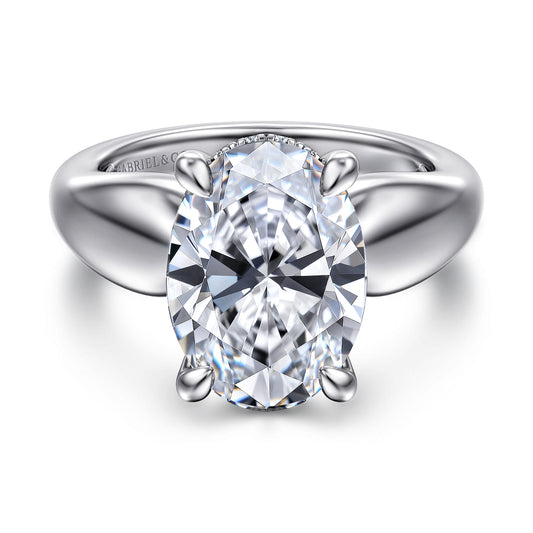 14K White Gold Oval Diamond Engagement Ring — Gabriel & Co. ER16709O19W44JJ; center stone shown for illustration, not included