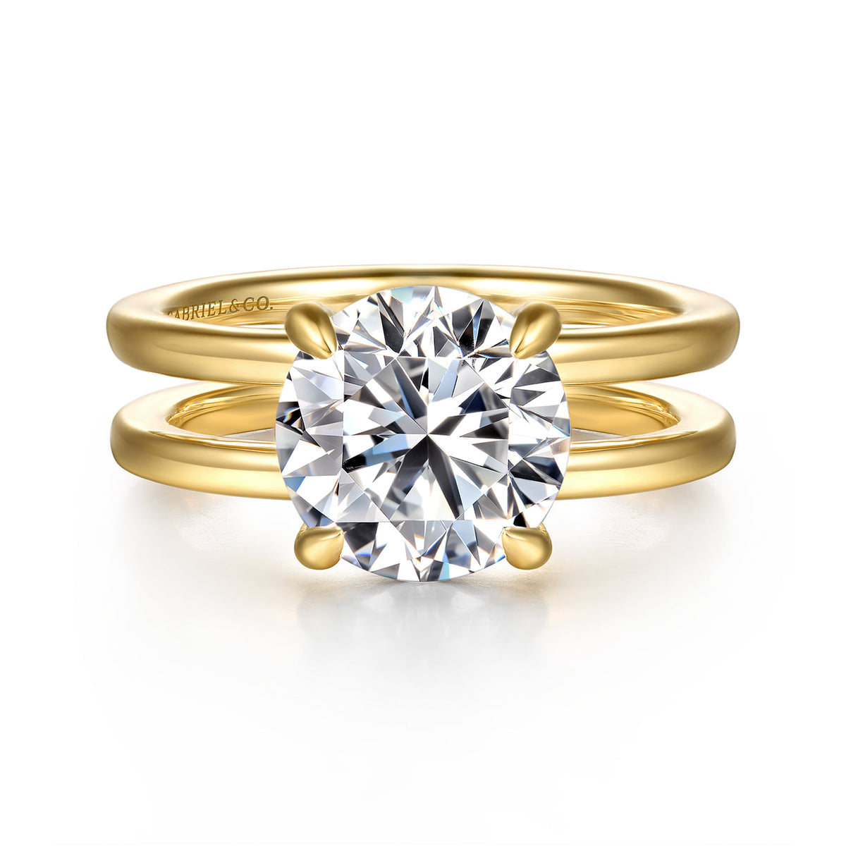 14K Yellow Gold Split Shank Round Diamond Engagement Ring — Gabriel & Co. ER16711R12Y44JJ