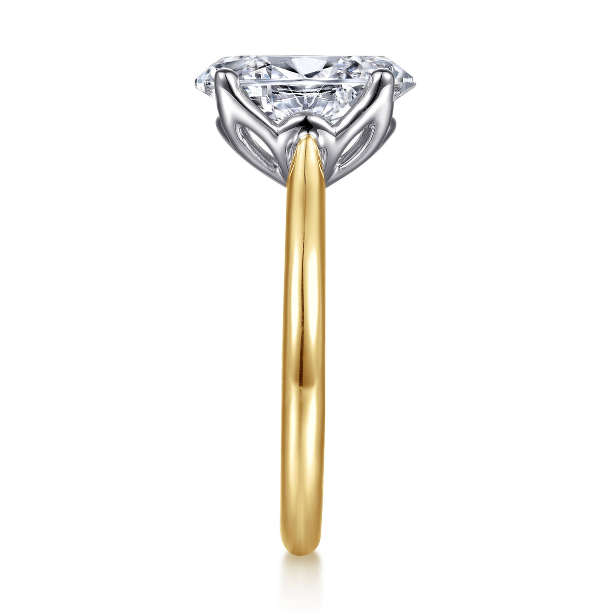 14K White-Yellow Gold Oval Lotus Diamond Engagement Ring — Gabriel & Co. ER16712O12M4JJJ; center stone shown for illustration, not included