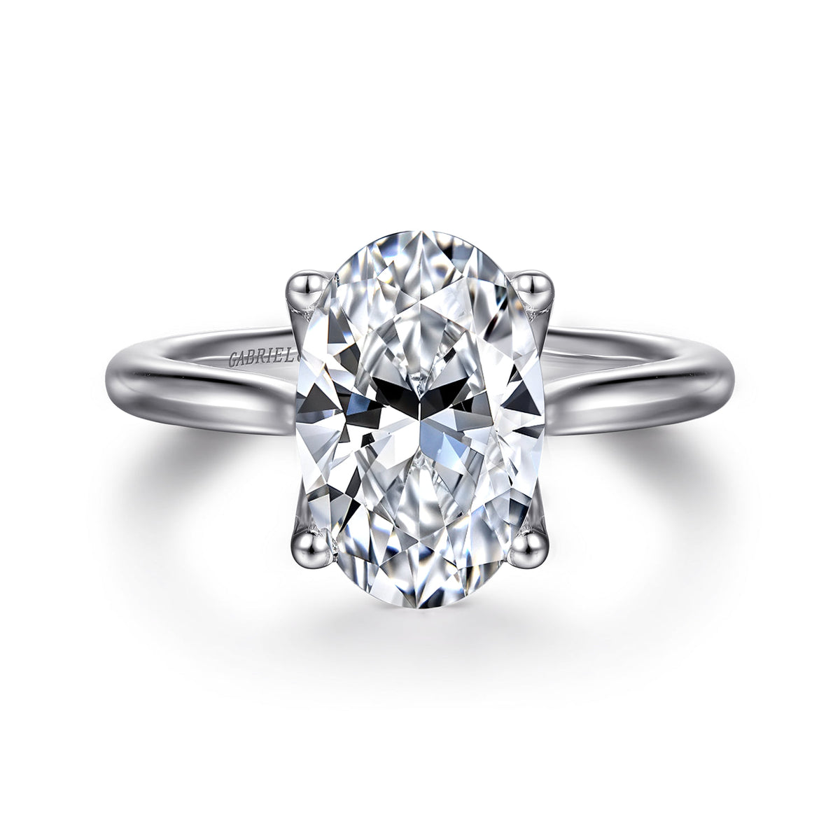 14K White Gold Oval Lotus Diamond Engagement Ring — Gabriel & Co. ER16712O12W4JJJ; center stone shown for illustration, not included