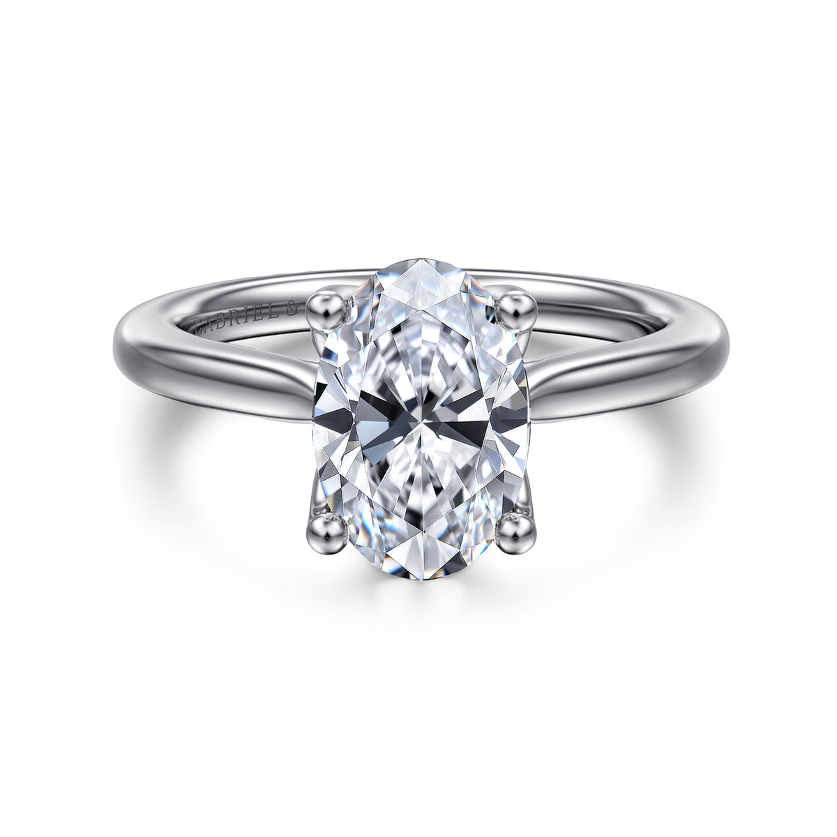 Platinum Oval Lotus Diamond Solitaire Engagement Ring — Gabriel & Co. ER16712O8PTJJJ; center stone shown for illustration, not included
