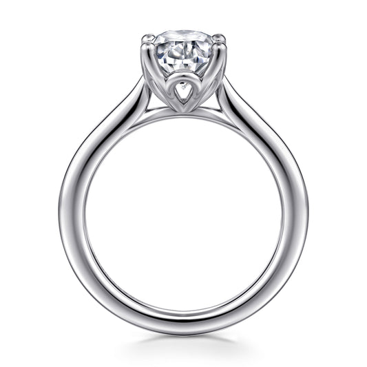 14K White Gold Gold Oval Lotus Diamond Engagement Ring — Gabriel & Co. ER16712O8W4JJJ; center stone shown for illustration, not included