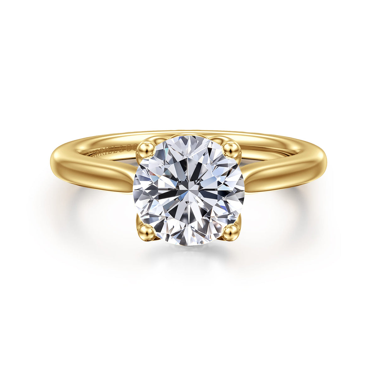 14K Yellow Gold Round Lotus Diamond Engagement Ring — Gabriel & Co. ER16712R8Y4JJJ; center stone shown for illustration, not included