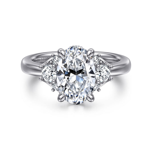 14K White Gold Oval Lotus Diamond Engagement Ring — Gabriel & Co. ER16714O8W44JJ; center stone shown for illustration, not included